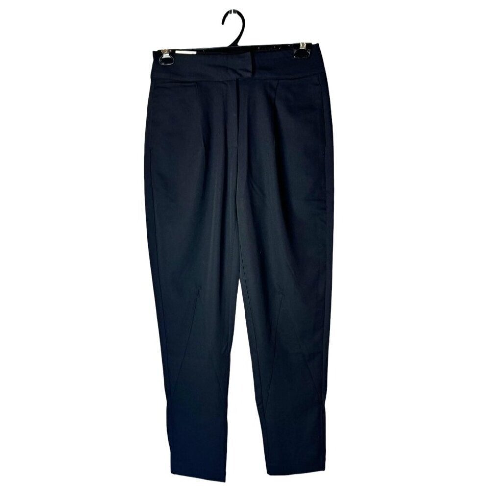 Trouser9 Pants Women Small Black Pleated Baggy Tapered Leg Trousers Career NWT